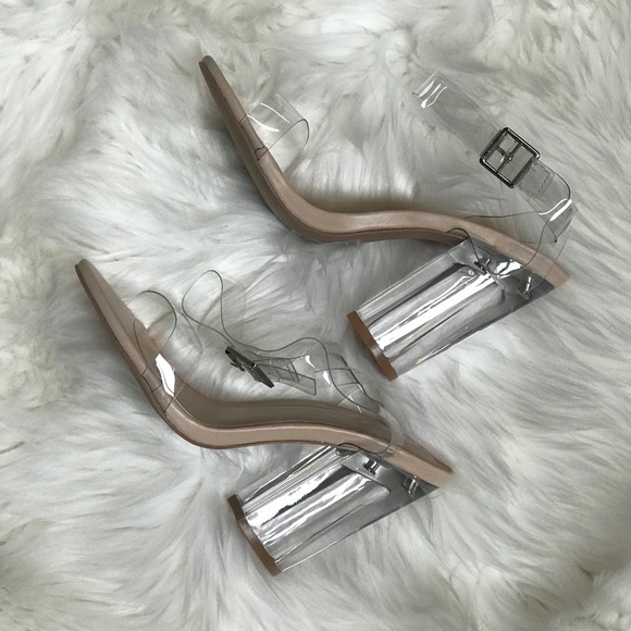 Clear block ankle strap heels - Picture 3 of 7